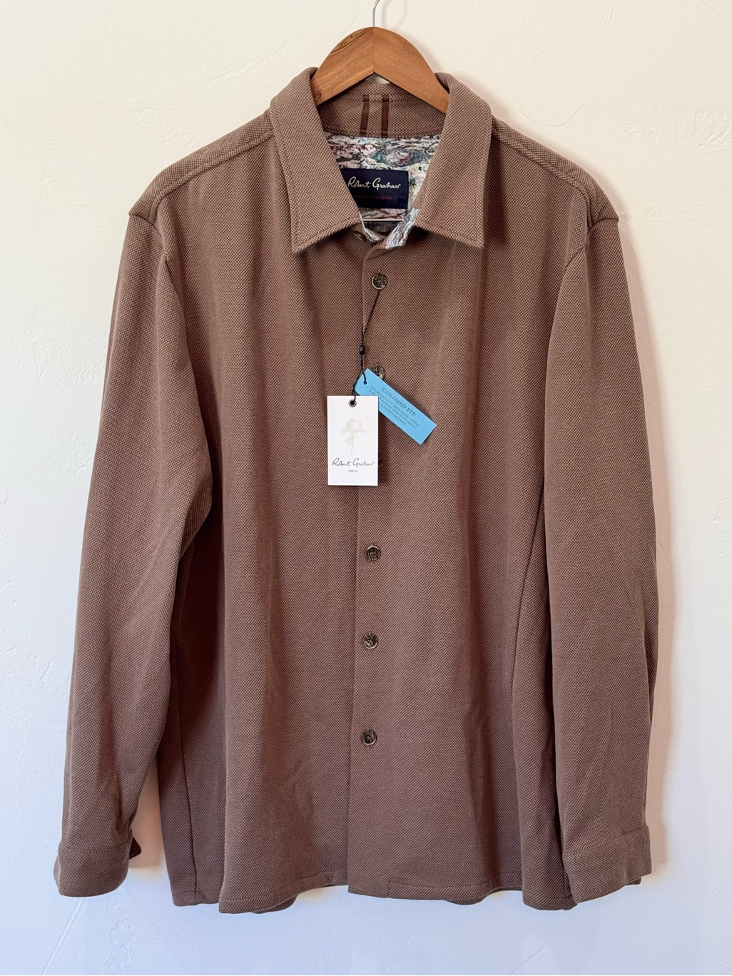 Nwt! Robert Graham Tomaz Waffle Knit Flip Cuffs Tailored Fit Overshirt Size 2xl